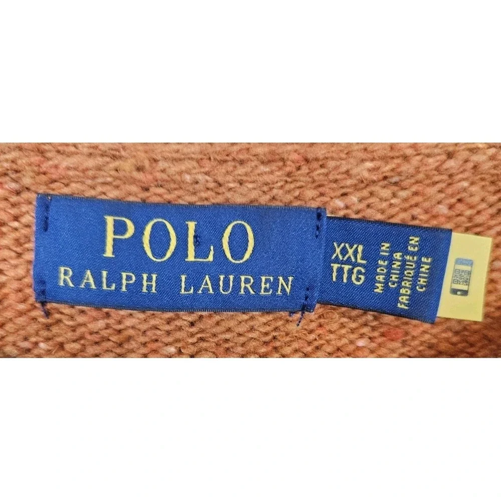 Polo Ralph Lauren Men's Wool Nylon Blend Crew Neck Sweater Orange 2XL